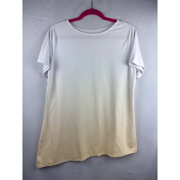 Elizabeth & Clarke Womens White Gradient Short Sleeve T-Shirt S - Picture 2 of 5